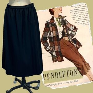 VINTAGE Pendleton virgin wool skirt midi pencil‎ classic timeless black 80s